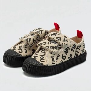 NIB Happy NocNoc Letters Printed Velcro Canvas Shoes Sneakers